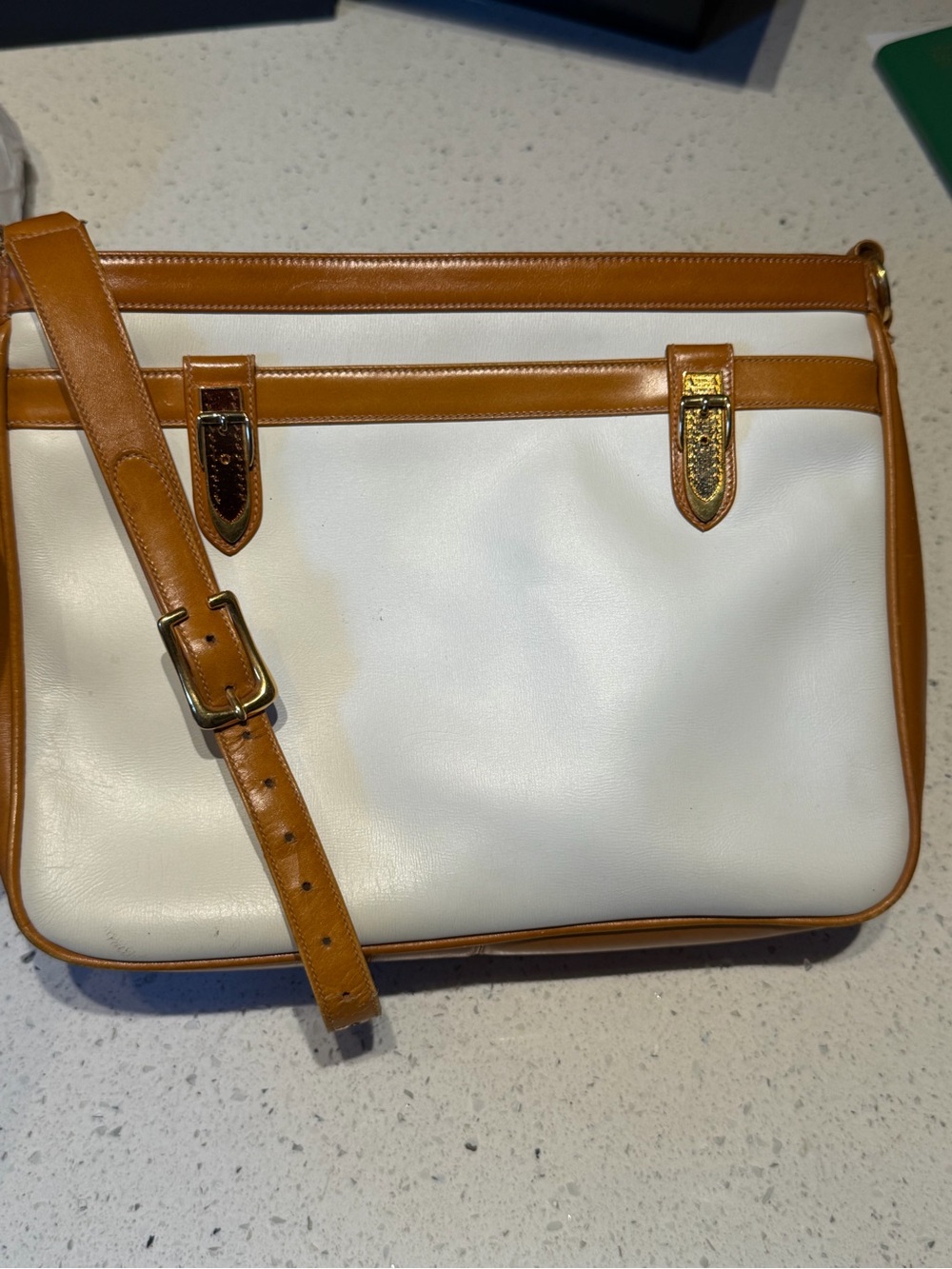 Gucci vintage White and Tan Leather Crossbody Shoulder Bag PROJECT